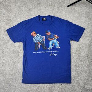 TDL Men's Black Brady Bear By The Dirt Label Crew Neck T-Shirt Size Large blue